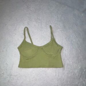 Green Ribbed Crop Top Sz XS